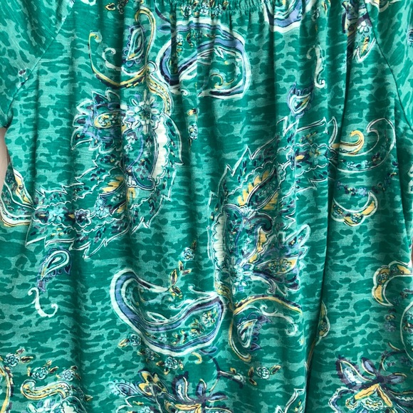 Dana Buchman Size L Green Multicolor crew neck short sleeves very light - Picture 2 of 8